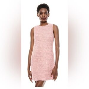 Alice & Olivia Coley Crew Pink Boucle Mini Dress Size 14 Party